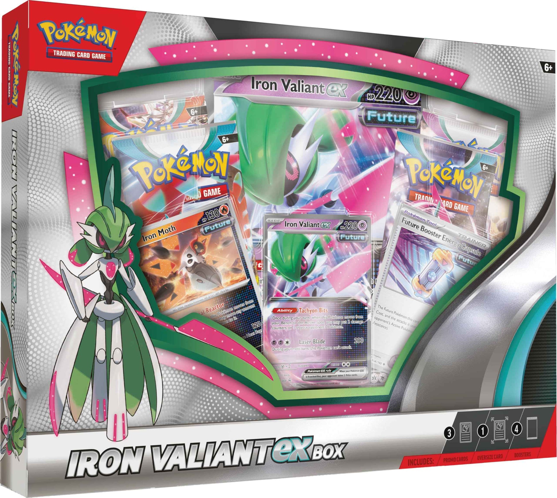 Pokemon TCG Roaring Moon Iron Valiant EX Box - Includes 4 Booster Packs, Promo Cards & Trainer Card - Tall Grass Grabs