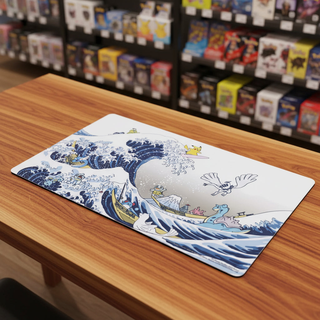Pokemon Center Exclusive Playmat - Great Wave Pikachu & Friends Anti-Slip Back Ideal for Trading Card Games Featuring Iconic Characters - Tall Grass Grabs
