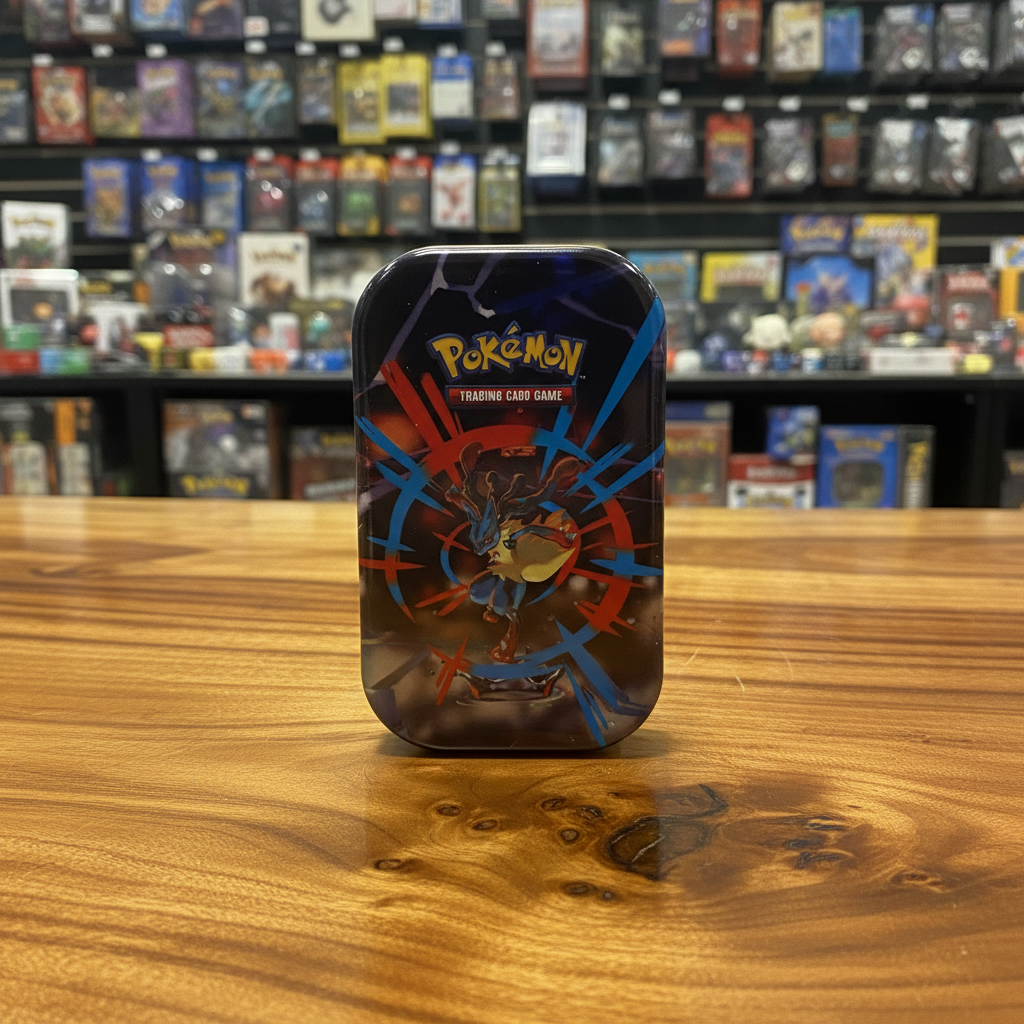 Pokemon Lucario Mega Evolutions Tin - Official Trading Card Collectible Storage Case - Tall Grass Grabs