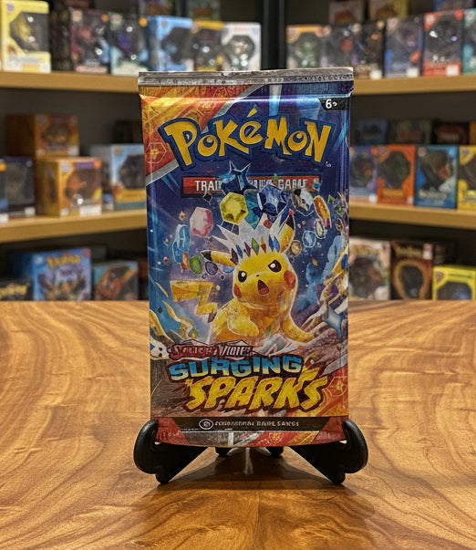 Pokémon TCG Surging Sparks Booster Pack English 10 Additional Cards Including A Chance At Pikachu's Cornhole Card! - Tall Grass Grabs
