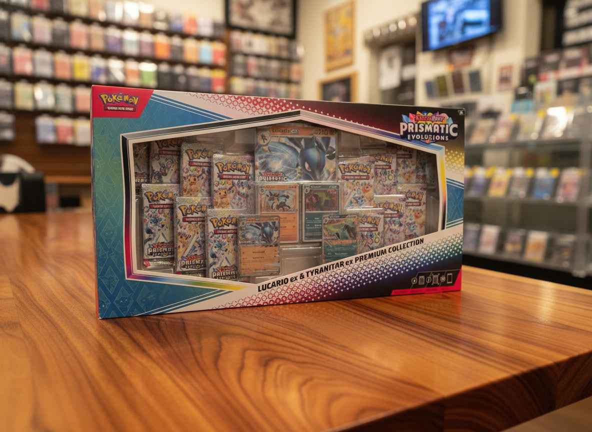 Prismatic Evolutions Lucario ex & Tyranitar ex Premium Collection - Tall Grass Grabs